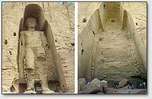 Самая высокая Бамианская статуя до и после взрыва.