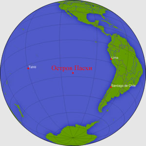 Местоположение острова Пасхи в Тихом океане.