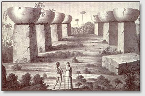 Остров Тиниан, иллюстрация из неизвестного старого издания.