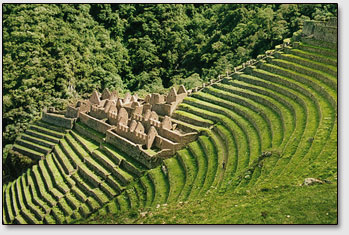 Развалины древнего селения Винайвайна (Winaywayna), 2700 м над уровнем моря.
