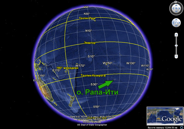 Положение острова Рапа-Ити на карте мира